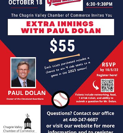 Chagrin Valley Chamber Announces Extra Innings With Paul Dolan In October

